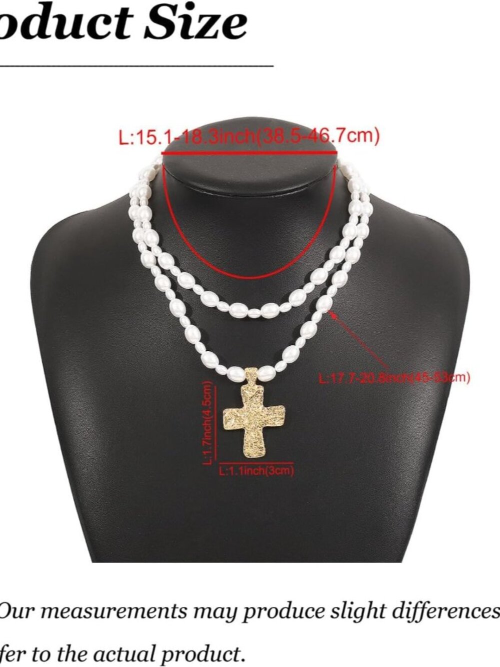 Chunky Gold Cross Necklace for Women Statement Hammered Bold Pendant Layered Vin - Picture 6 of 6